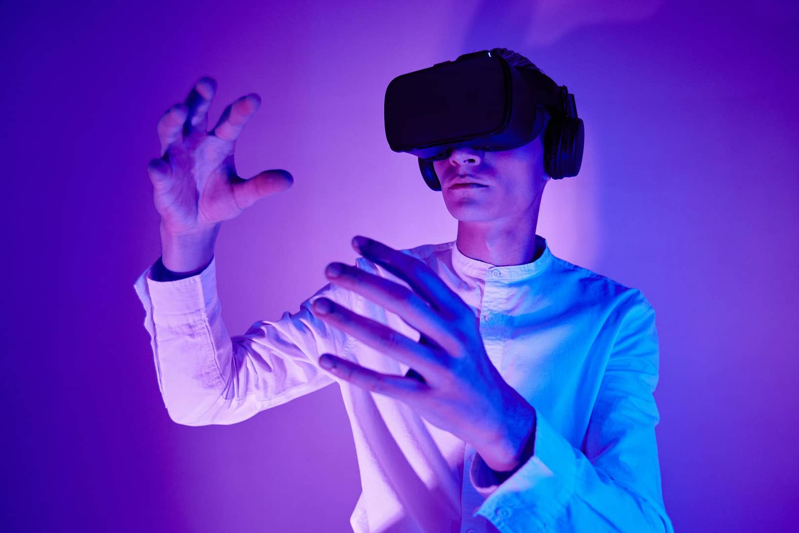 A Man Using Virtual Goggles